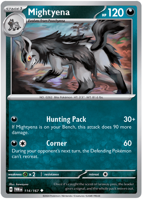 Mightyena 114/167 Reverse Holo | Scarlet & Violet – Twilight Masquerade by Worth the XP on MYNTED