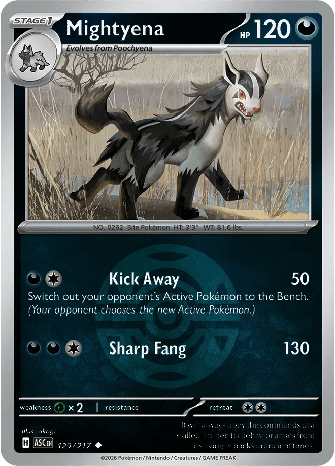 Mightyena (Dusk Ball) Ascended Heroes Uncommon 129/217 by Shark Pop Culture on MYNTED