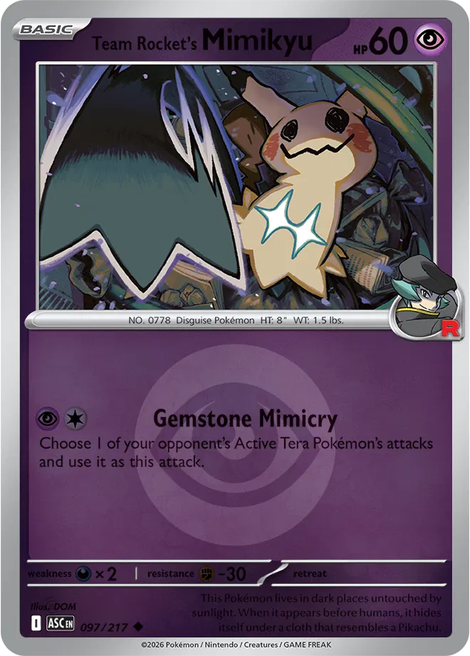 Team Rocket's Mimikyu - 097/217 - Reverse Holofoil (Energy Symbol Pattern)