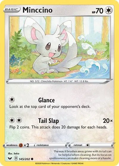 Minccino (Reverse Holofoil) (145) Sword & Shield Base Set Common 145/202 by PokeSource on MYNTED