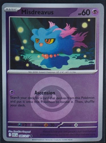 Misdreavus 085/217 - Ascended Heroes - Energy Symbol Pattern by Light Collectibles on MYNTED