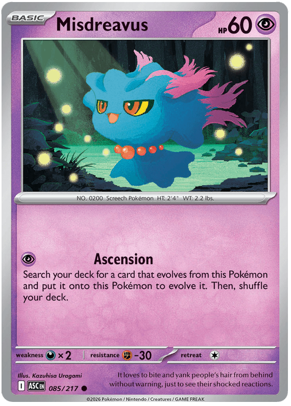 Misdreavus 085/217 Common | Mega Evolution – Ascended Heroes by Worth the XP on MYNTED