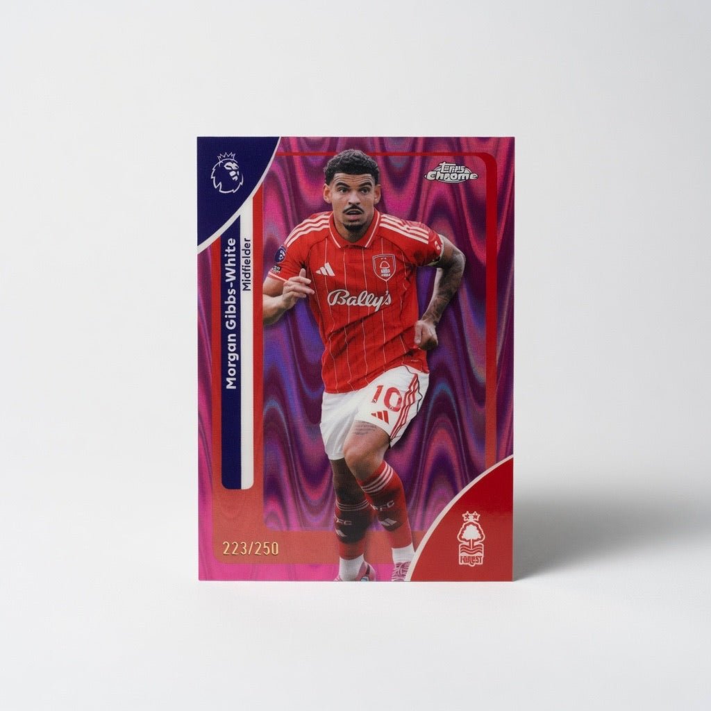 Morgan Gibbs - White 154 Pink Refractor 223/250 — 2026 Topps Chrome Premier League — Nottingham Forest by KitRoom Cards on MYNTED