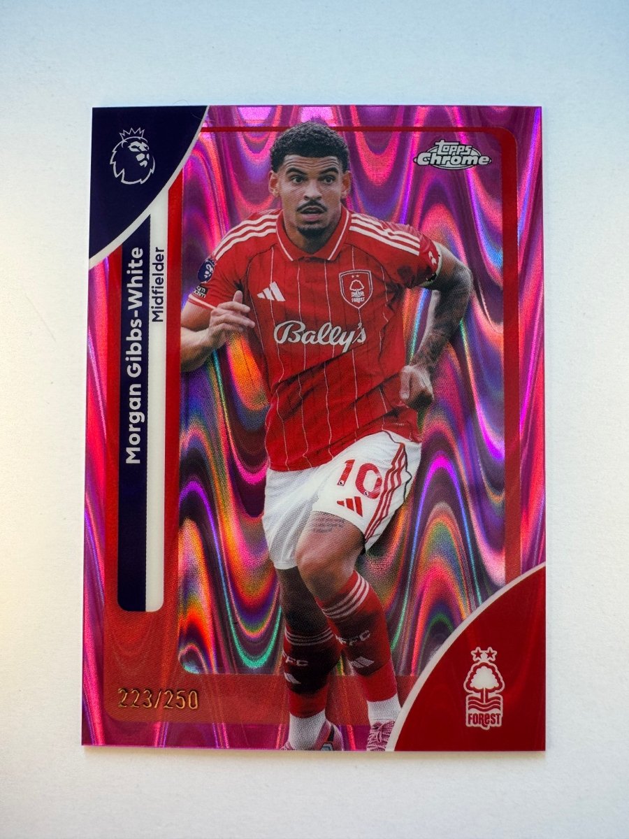 Morgan Gibbs - White 154 Pink Refractor 223/250 — 2026 Topps Chrome Premier League — Nottingham Forest by KitRoom Cards on MYNTED