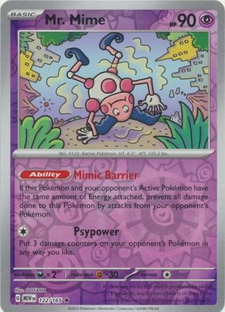 Mr. Mime SV: 151 Rare • 122/165 Reverse Holofoil by Shark Pop Culture on MYNTED