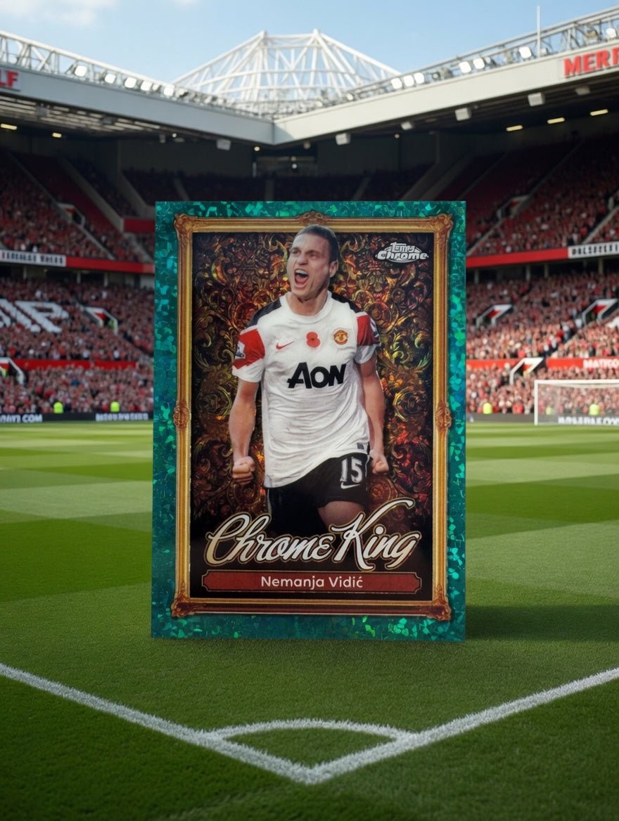 Nemanja Vidic CK - 15 Chrome King Emerald Gemstone — 2025 - 26 Topps Premier League — Manchester United Legend by KitRoom Cards on MYNTED