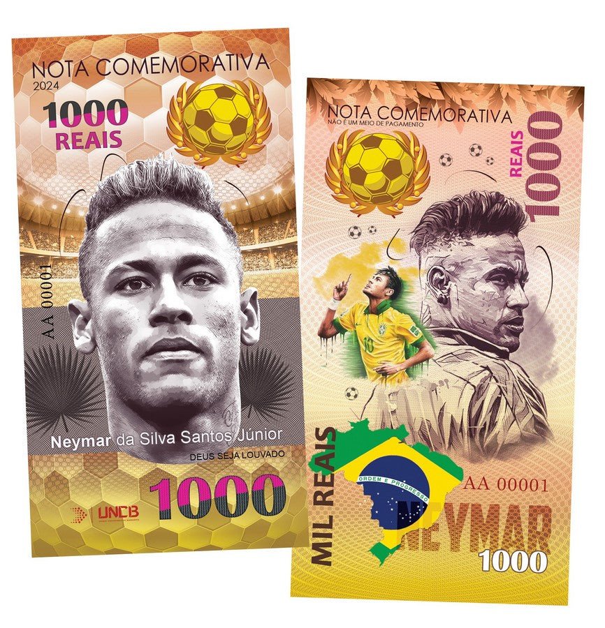Neymar 1000 Riais UNCB banknote by UNCB on MYNTED
