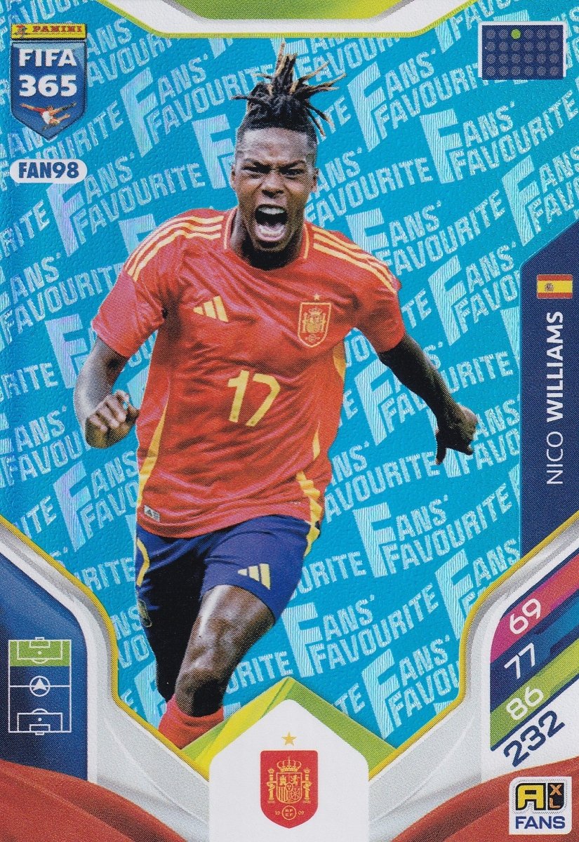 Nico Williams Fan Favourite Blue España FAN98 - Panini Fifa 365 Adrenalyn XL 2026. by shad0wknightTCG on MYNTED