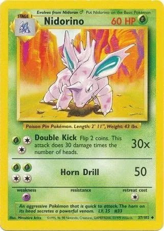 Nidorino - 37/102 - Base Set (Unlimited) - MP by The Archive Stop on MYNTED