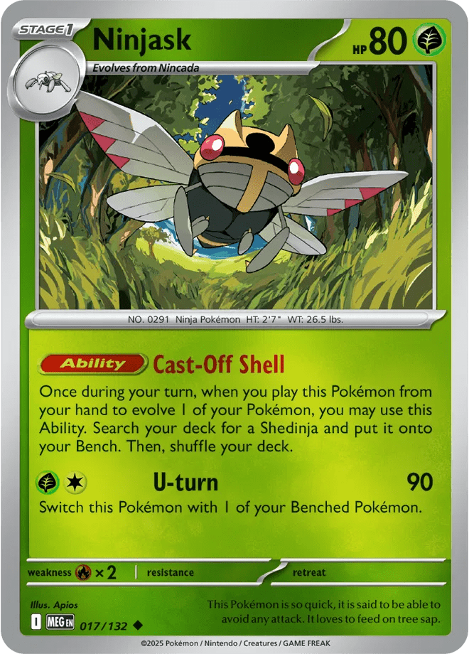 Ninjask Mega Evolution Uncommon • 017/132 Reverse Holofoil by Shark Pop Culture on MYNTED
