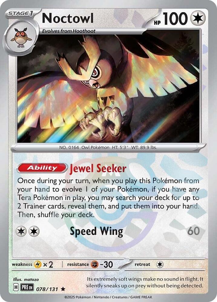 Noctowl - 078/131 (Master Ball Pattern) - SV: Prismatic Evolutions (PRE) by SAFAQATI on MYNTED