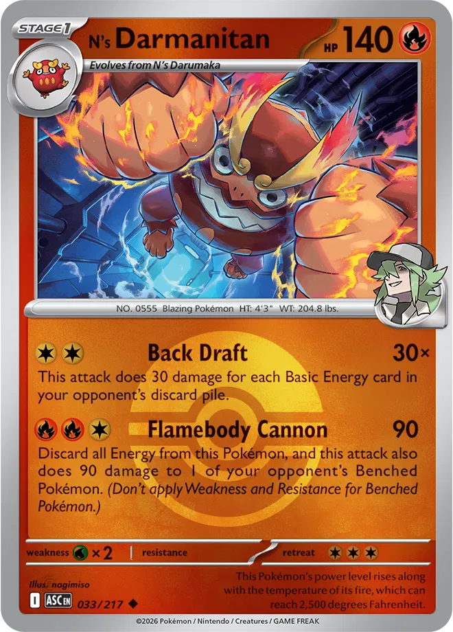 N's Darmanitan (Poke Ball) Ascended Heroes Uncommon 033/217 by PokeMagic on MYNTED
