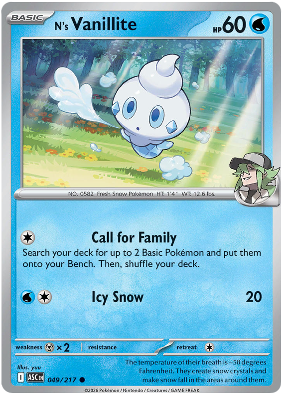 N's Vanillite 049/217 Common | Mega Evolution – Ascended Heroes by Worth the XP on MYNTED