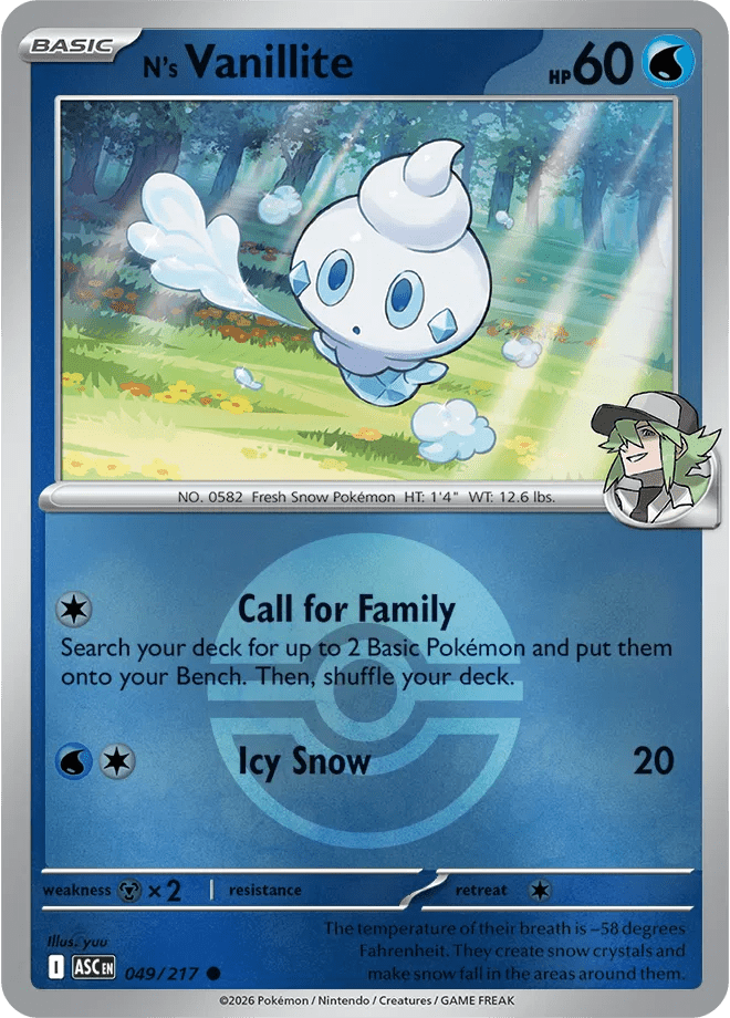 N's Vanillite - 049/217 - Reverse Holofoil - Poke Ball by The Archive Stop on MYNTED