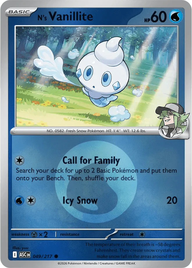 N's Vanillite (Energy Symbol Pattern) Ascended Heroes Common 049/217 by Shark Pop Culture on MYNTED