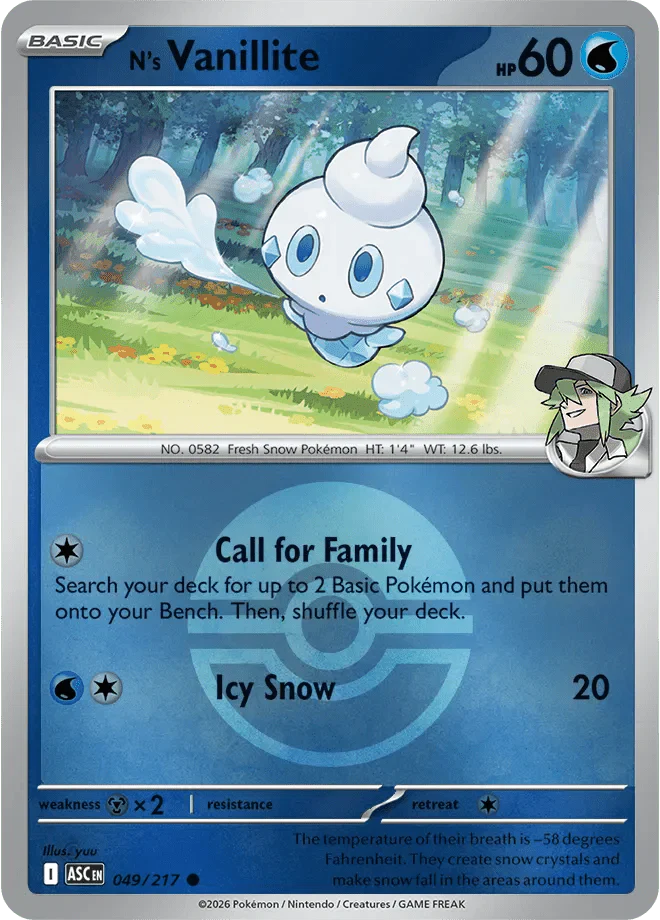 N's Vanillite (Poke Ball) Ascended Heroes Common 049/217 by Shark Pop Culture on MYNTED