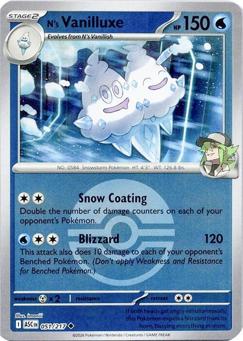 N's Vanilluxe - 051/217 (Poke Ball) - ME: Ascended Heroes (ASC) by SAFAQATI on MYNTED