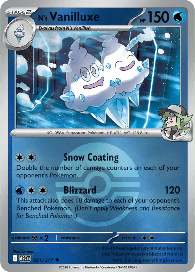N's Vanilluxe (Poke Ball) Ascended Heroes Uncommon 051/217 by Shark Pop Culture on MYNTED