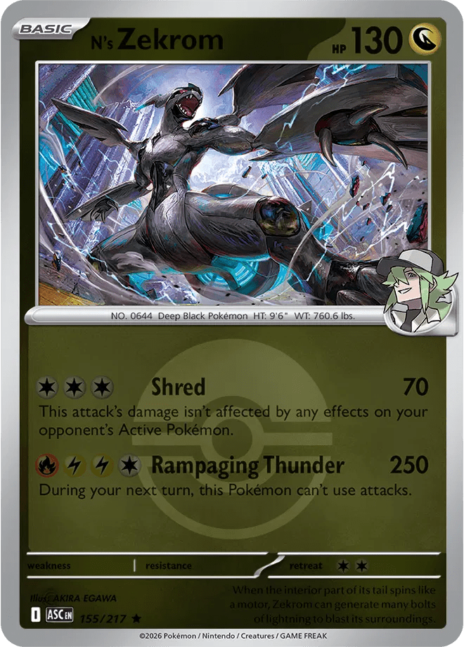 N's Zekrom (Poke Ball) Ascended Heroes Rare • 155/217 Reverse Holofoil by Shark Pop Culture on MYNTED