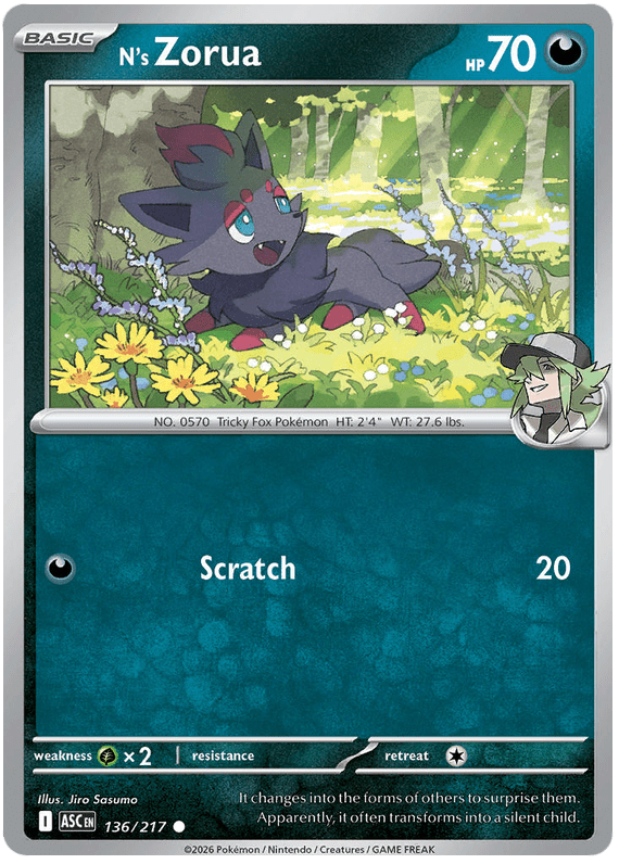 N's Zorua 136/217 Common | Mega Evolution – Ascended Heroes by Worth the XP on MYNTED