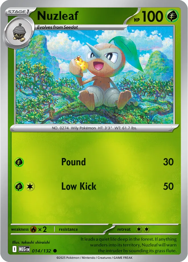 Nuzleaf Mega Evolution Common • 014/132 Reverse Holofoil by Shark Pop Culture on MYNTED