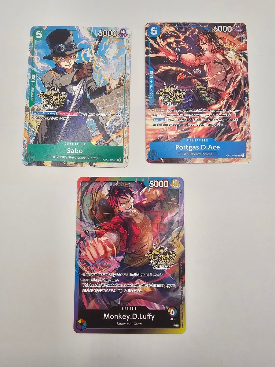 One Piece 3rd Anniversary Stamped Promo set of 3 by PlayVault on MYNTED