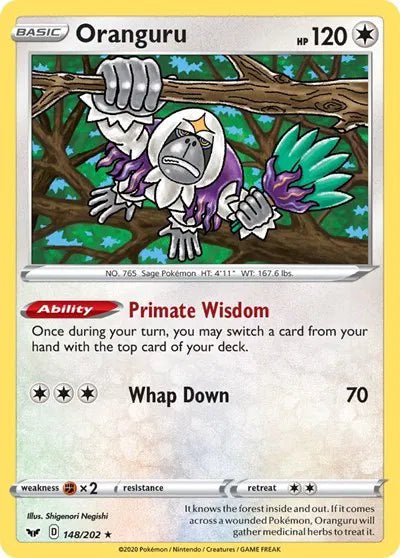 Oranguru (Holofoil) Sword & Shield Base Set Holo Rare 148/202 by PokeSource on MYNTED