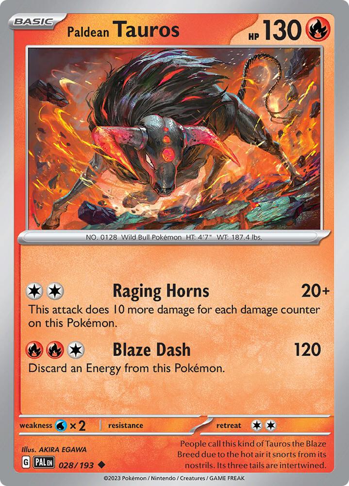 Paldean Tauros 028/193 Normal · Paldea Evolved (PAL) by PokeMarsi on MYNTED