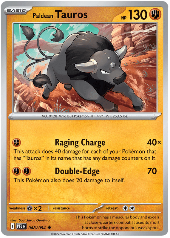 Paldean Tauros 048/094 Reverse Holo | Mega Evolution – Phantasmal Flames by Worth the XP on MYNTED