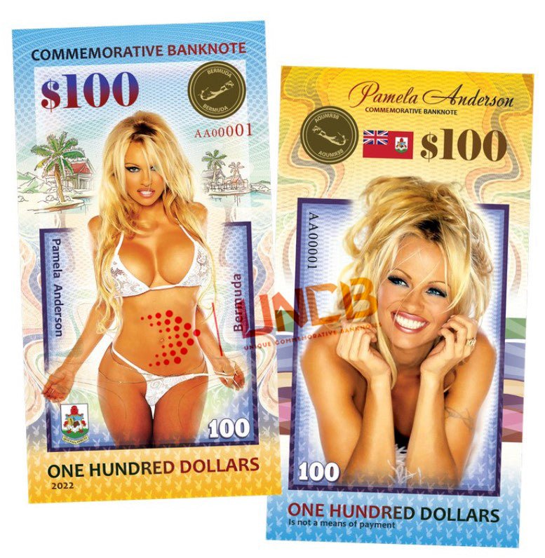 Pamela Anderson 100 Dollars UNCB banknote by UNCB on MYNTED