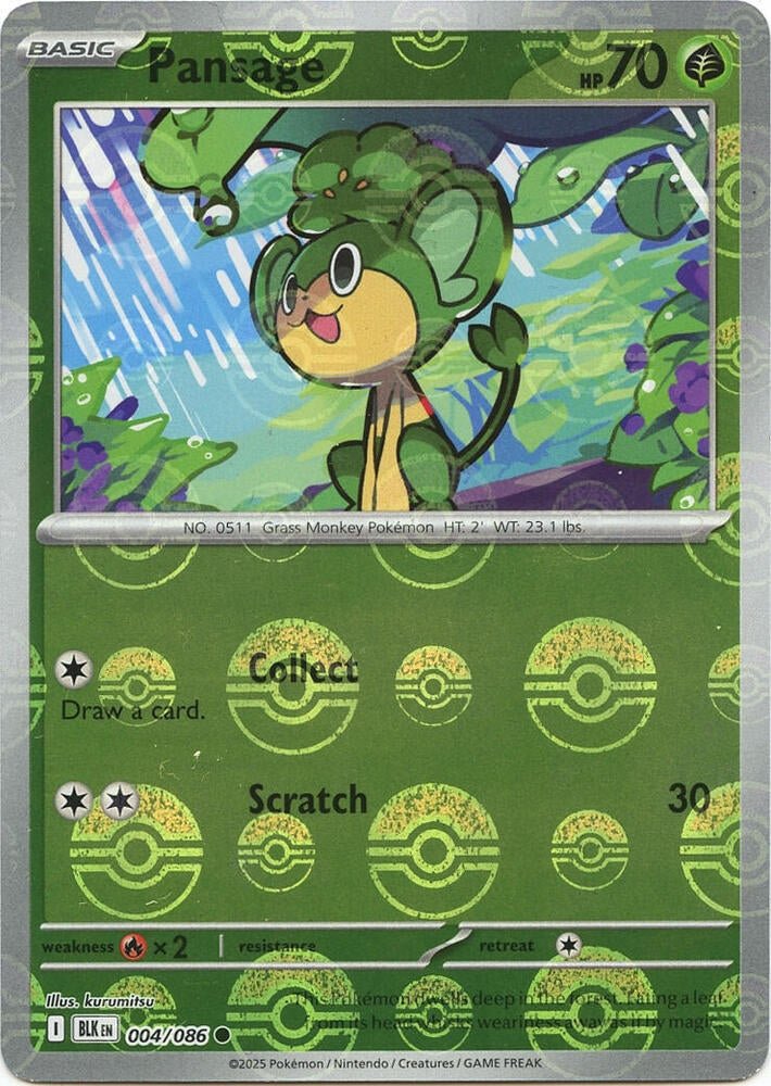 Pansage 004/086 BLK Poke Ball Pattern by The Cardboard Grind on MYNTED
