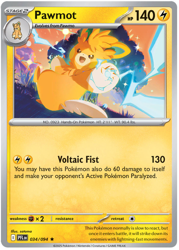 Pawmot 034/094 Holo | Mega Evolution – Phantasmal Flames by Worth the XP on MYNTED