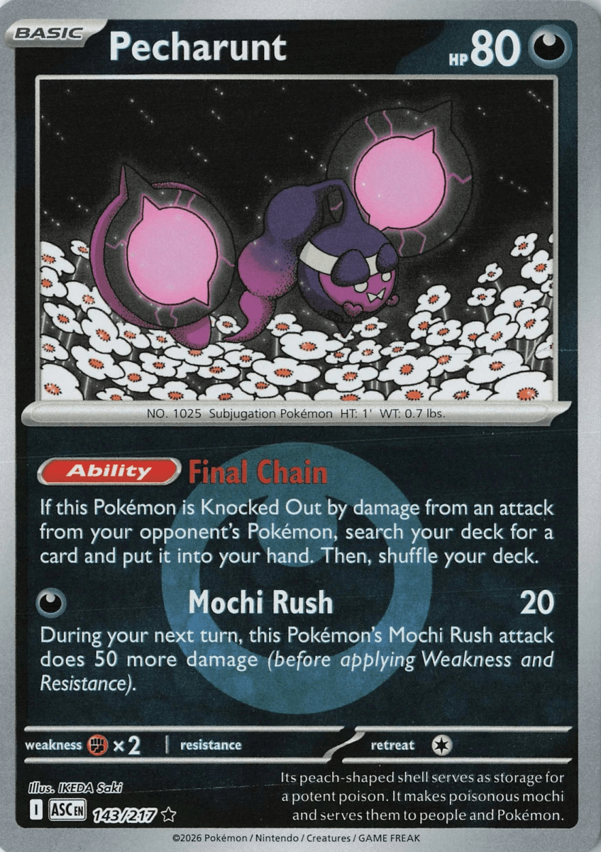 Pecharunt - 143/217 (Energy Symbol Pattern) - ME: Ascended Heroes (ASC) by SAFAQATI on MYNTED