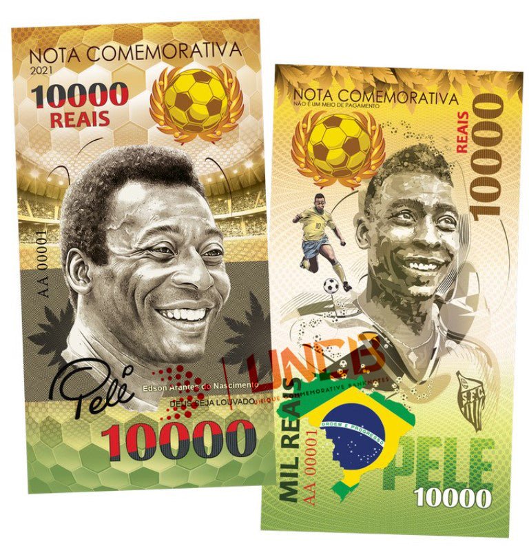 Pele 10 000 Reais UNCB banknote by UNCB on MYNTED