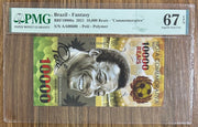 PELE. Grade 67, S/N AA 00600 \ 10 000 Reais \ UNCB banknote by UNCB on MYNTED