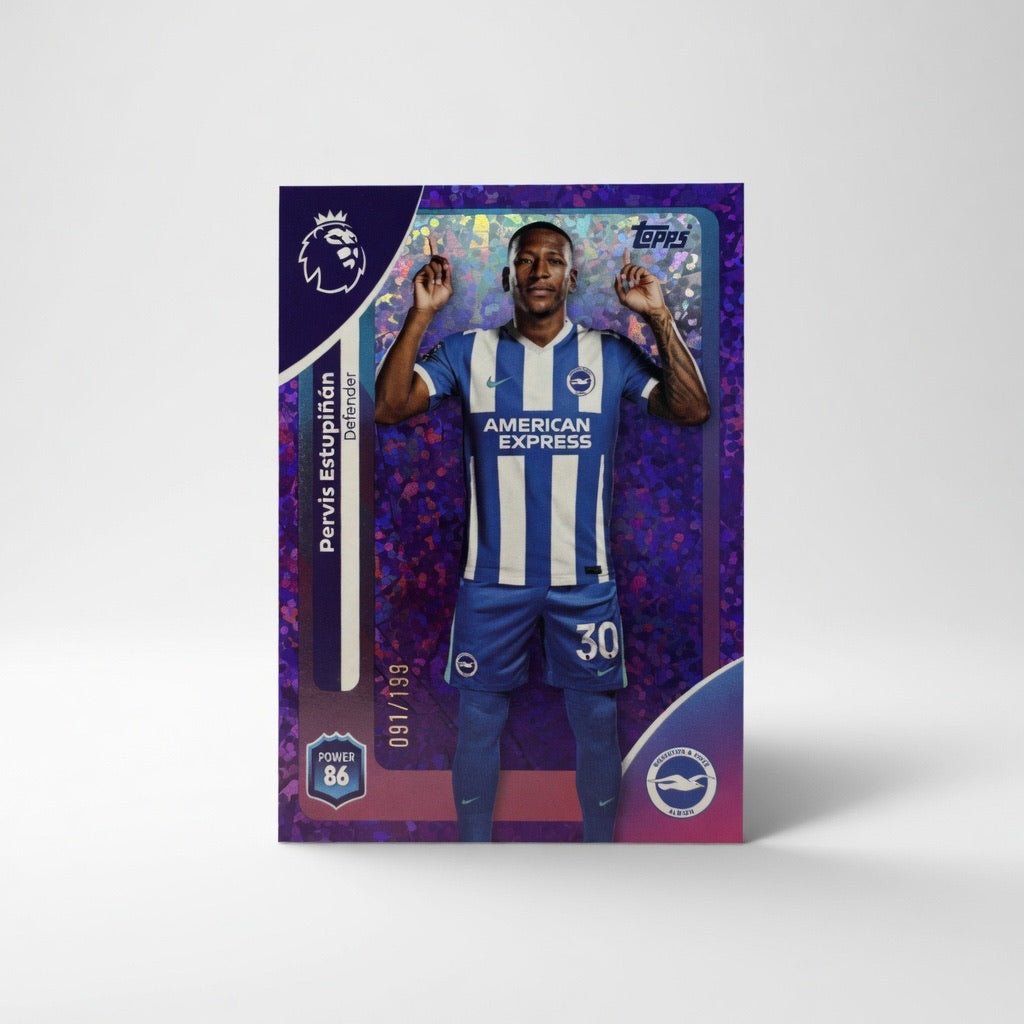 Pervis Estupiñán 76 Purple Sparkle 097/199 — 2025 - 26 Topps Premier League — Brighton & Hove Albion by KitRoom Cards on MYNTED