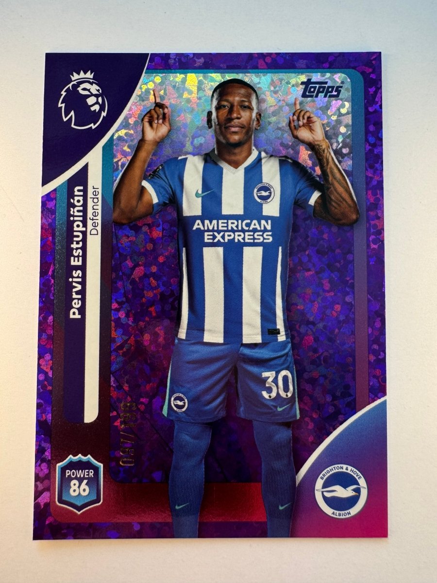 Pervis Estupiñán 76 Purple Sparkle 097/199 — 2025 - 26 Topps Premier League — Brighton & Hove Albion by KitRoom Cards on MYNTED