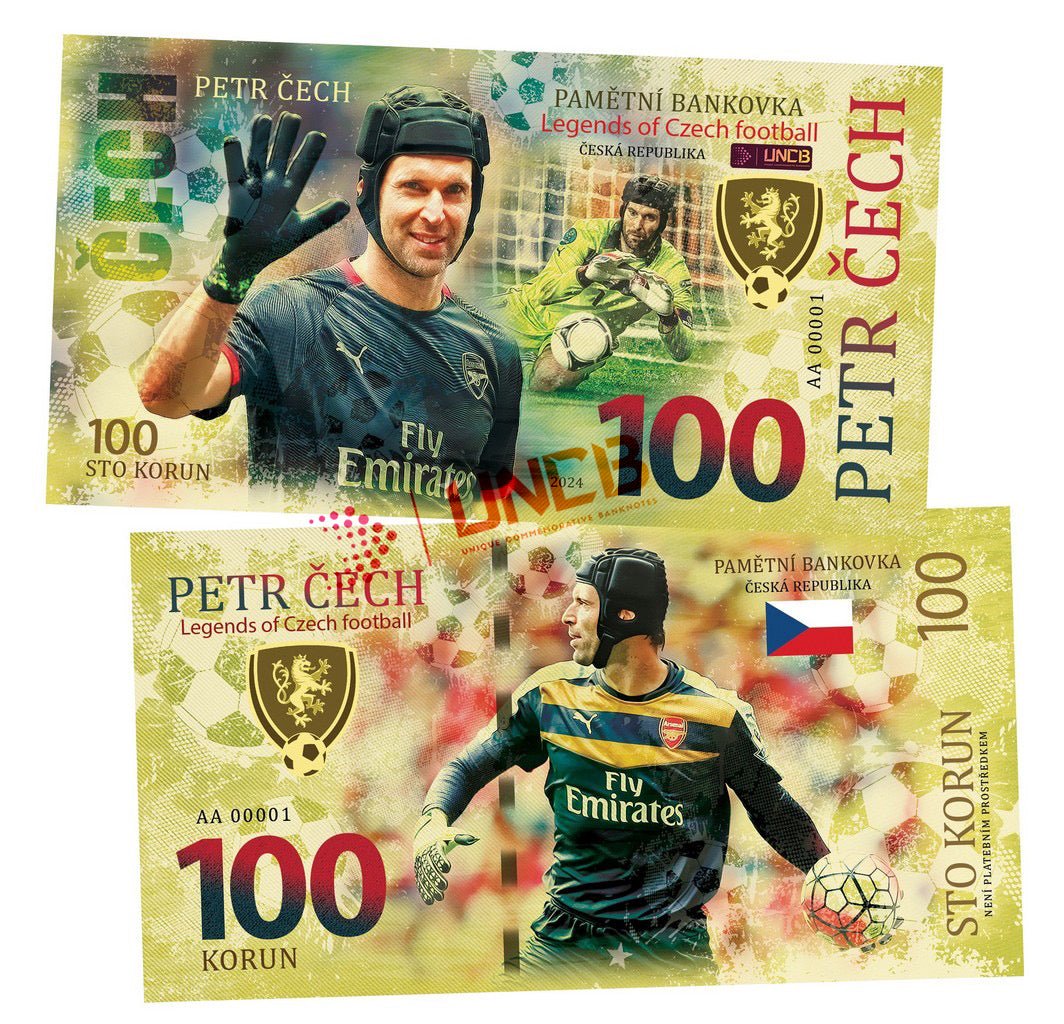 Petr Cech 100 Korun UNCB banknote by UNCB on MYNTED