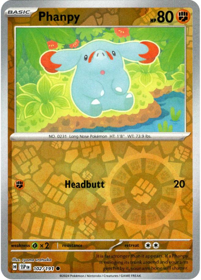 Phanpy [Reverse Holo] 102 Pokemon Surging Sparks by Moe‘s Vault on MYNTED
