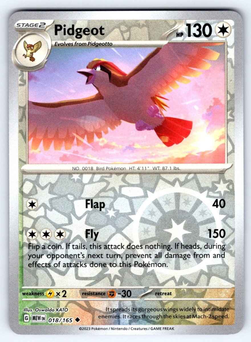 Pidgeot SV: 151 Uncommon • 018/165 Reverse Holofoil by Shark Pop Culture on MYNTED