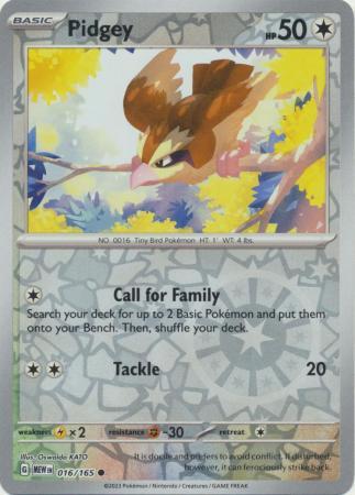Pidgey SV: 151 Common • 016/165 Reverse Holofoil by Shark Pop Culture on MYNTED