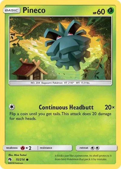 Pineco (Reverse Holofoil) Lost Thunder Common 15 by PokeSource on MYNTED