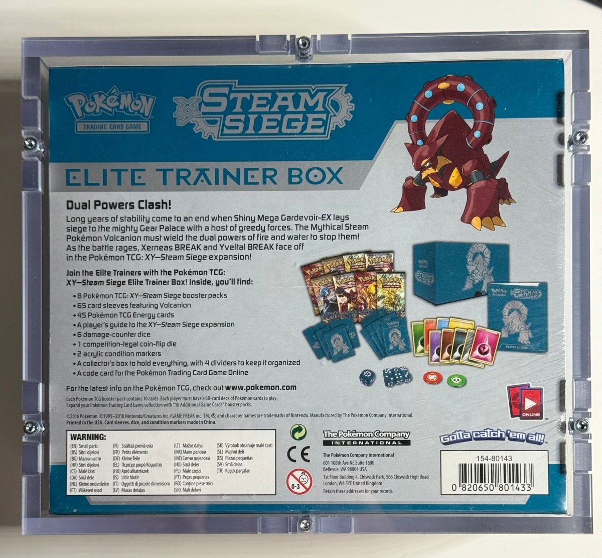 Pokémon 2016 XY Steam Siege Elite Trainer Box - Excellent Condition (with high quality acrylic) by Schmutzfink TCG on MYNTED