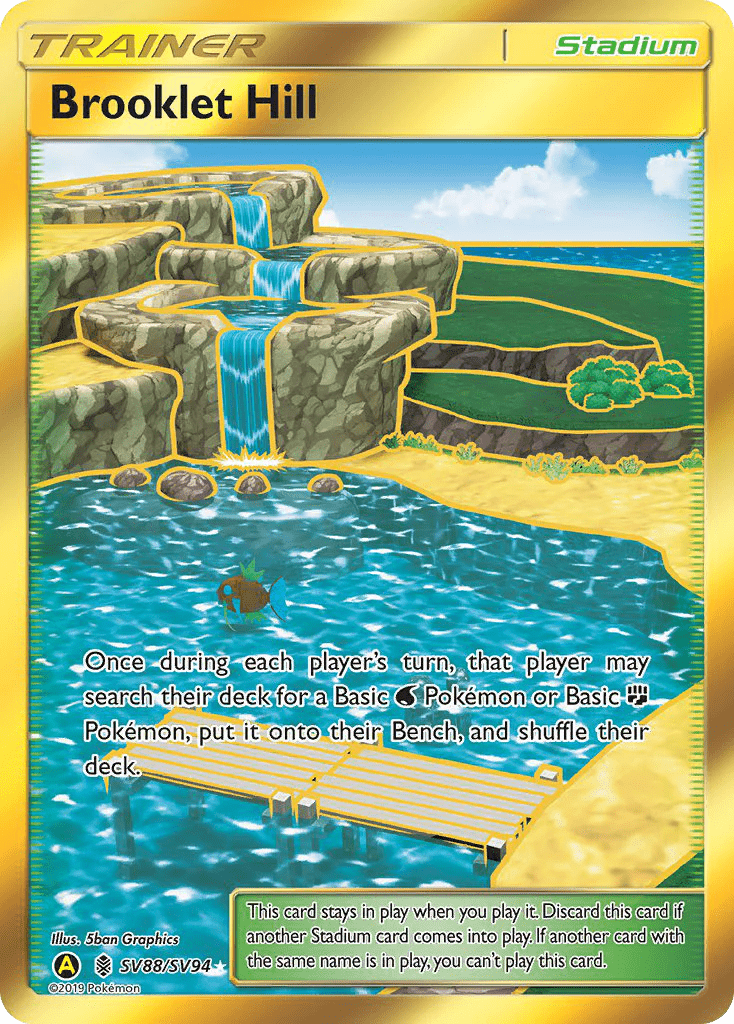 Pokemon Card Brooklet Hill SV88/SV94 Hidden Fates Trainer Gold by Falconloot on MYNTED