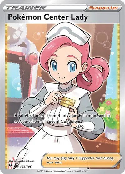Pokemon Center Lady (Full Art) Vivid Voltage Ultra Rare 185/185 by Schmutzfink TCG on MYNTED