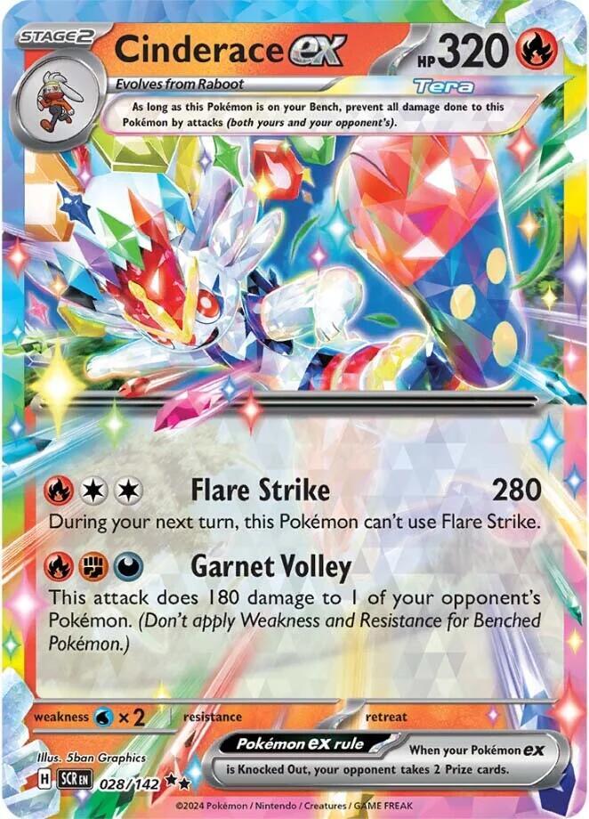 Pokemon - Cinderace ex - 028/142 - SV07: Stellar Crown (SCR) by TCGDON on MYNTED