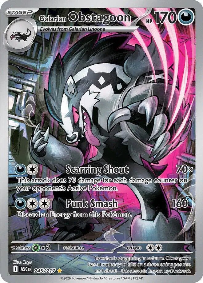 Pokémon Galarian Obstagoon 245/217 - Ascended Heroes - Illustration Rare by Light Collectibles on MYNTED