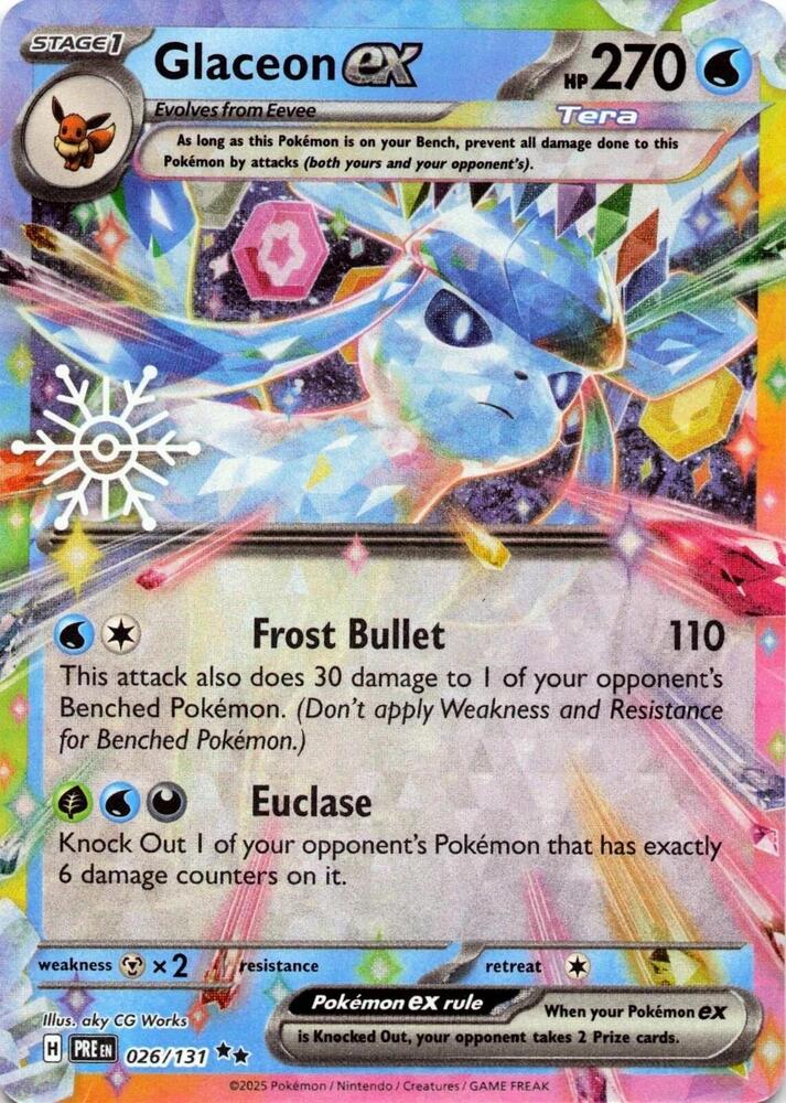Pokemon - Glaceon ex - 026/131 (Holiday Calendar) - SV: Prismatic Evolutions (PRE) by TCGDON on MYNTED