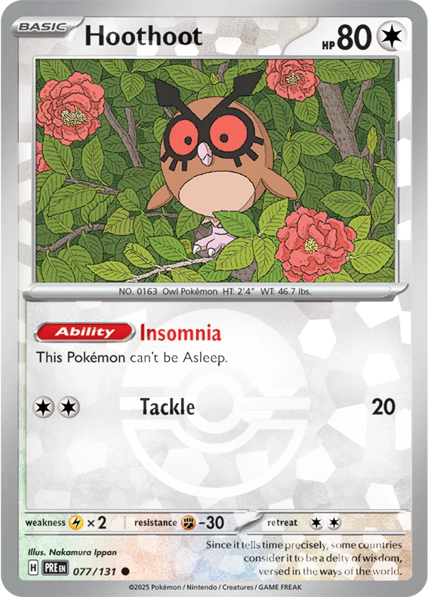Pokemon Hoothoot (Poke Ball Pattern) Common • 077/131 Holofoil by Trucial Coast Games on MYNTED