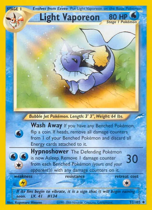 Pokemon Light Vaporeon Uncommon 52 by Trucial Coast Games on MYNTED